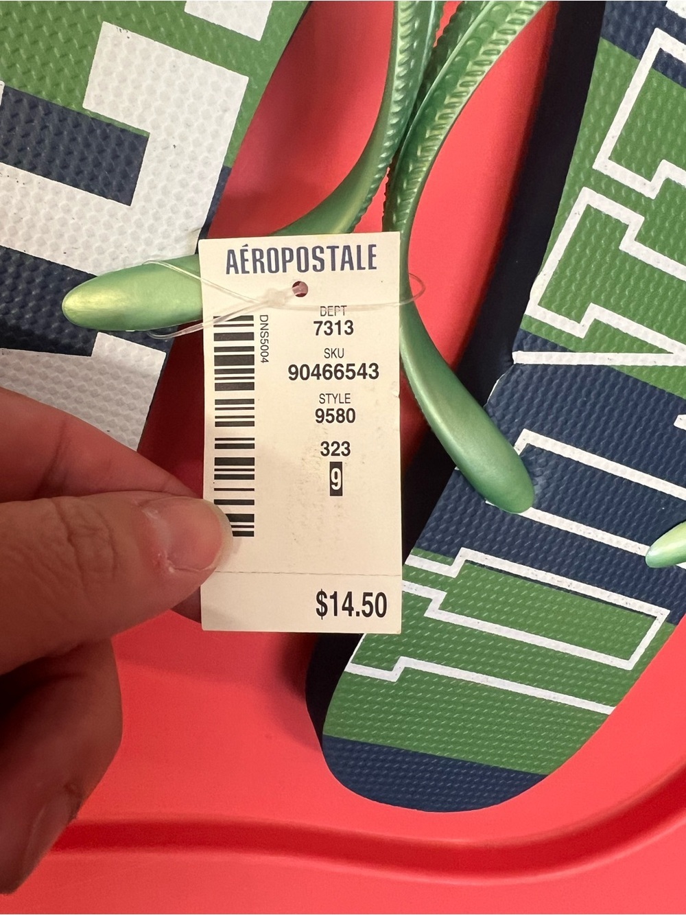 NWT Aeropostale aero flip flop sandals women’s 9 blue green - Picture 2 of 3